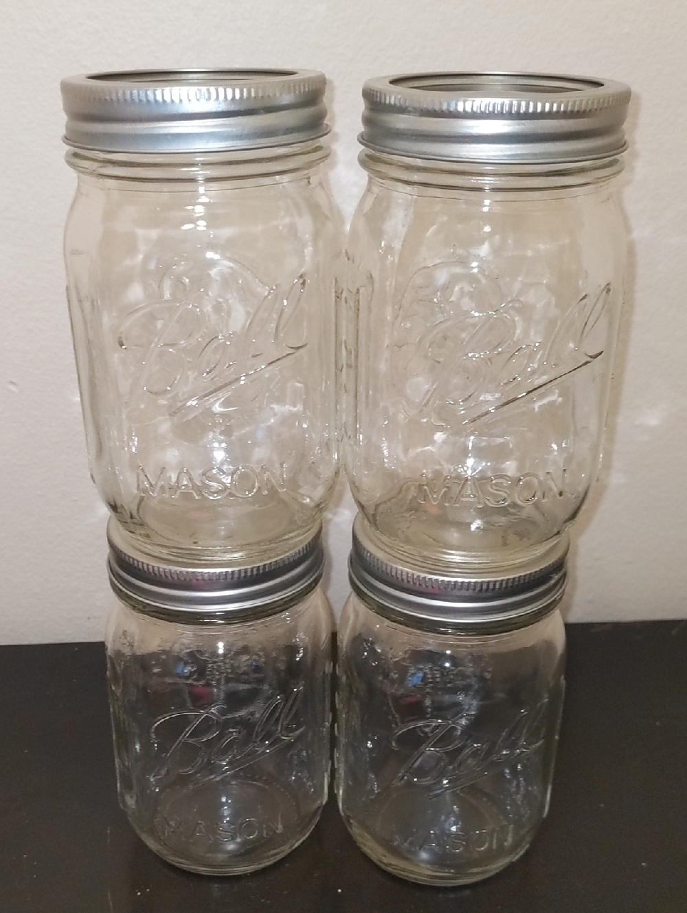 Ball Clear Glass Mason Jars with Silver Lids - Set of 4